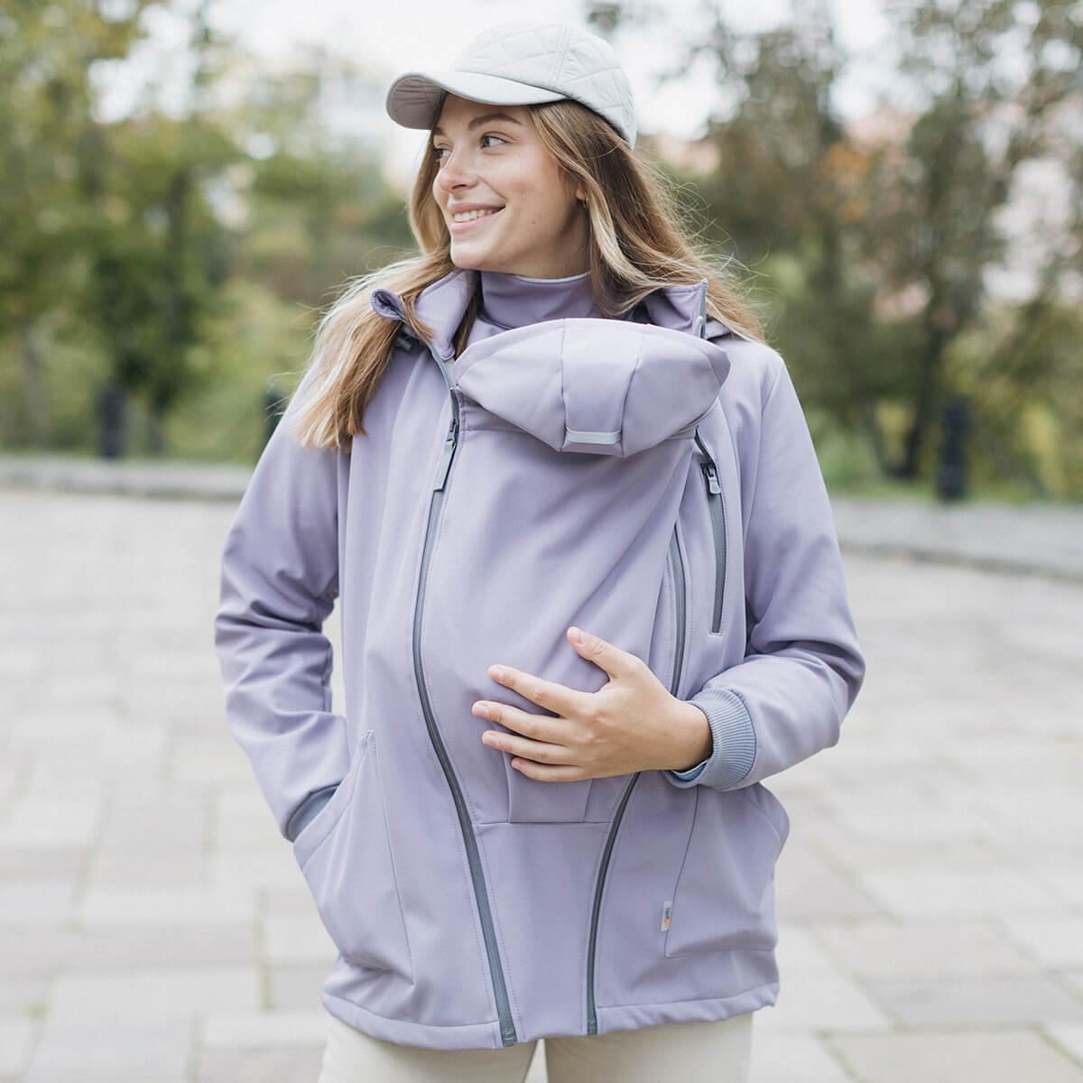 Жіноча куртка, куртка для вагітних, слінгокуртка, softshell 4 в 1 лаванда 34 Love&Carry®