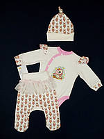 Комплект для новорождённой девочки боди ползунки шапочка HappyTot Единорожка 62см молочный 973