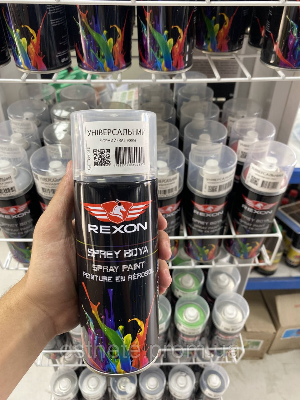 Аэрозольная акриловая краска Rexon RAL 9005 черный глянец ...