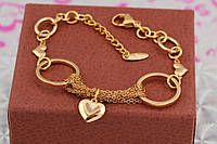 Браслет Xuping Jewelry сердце на цепочках 19 см золотистый