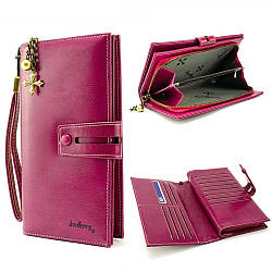 Жіночий гаманець клатч на кнопці, з екошкіри Baellerry N1632 Women Long (20х10х3,5 см) Малиновий