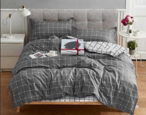 Евро розмір постільна білизна бязь «Сіра клітинка», фото 1