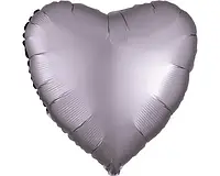 Фольгированный шар Сердце Серый сатин 18' Anagram