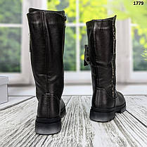 Чоботи дитячі високі для дівчинки зимові M.L.V чорного кольору, фото 3