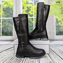 Чоботи дитячі високі для дівчинки зимові M.L.V чорного кольору, фото 4