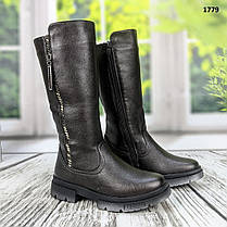 Чоботи дитячі високі для дівчинки зимові M.L.V чорного кольору, фото 2