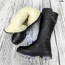 Чоботи дитячі високі для дівчинки зимові M.L.V чорного кольору, фото 5