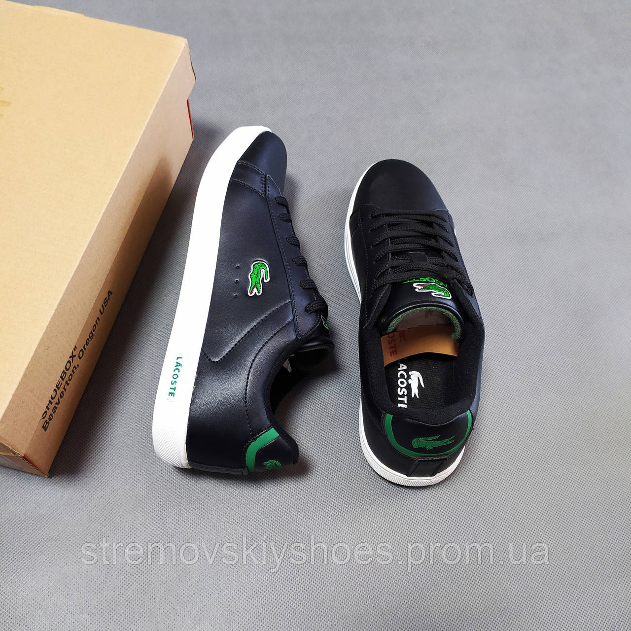 Чоловічі кросівки Lacoste чорні StremovskiyShoes - фото 5 - id-p1661630022