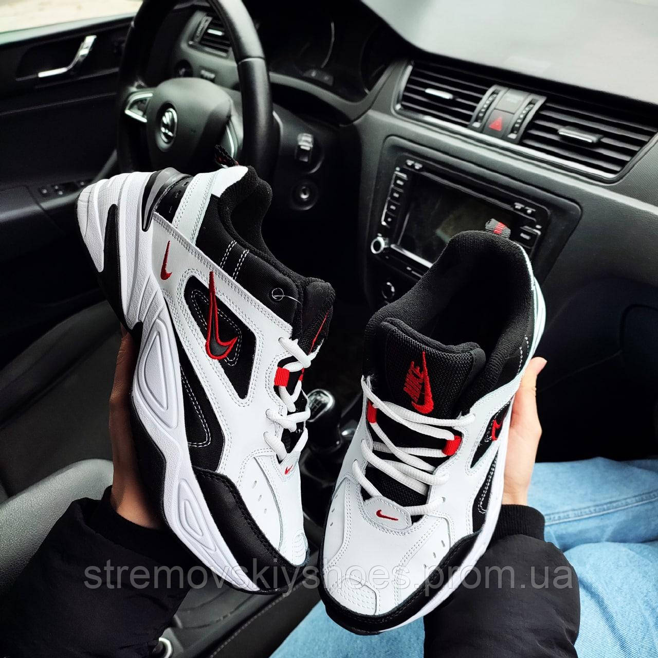 Чоловічі кросівки Nike M2K Tekno white black/red StremovskiyShoes - фото 1 - id-p1661630045