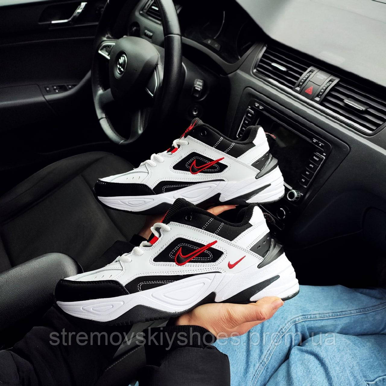 Чоловічі кросівки Nike M2K Tekno white black/red StremovskiyShoes - фото 3 - id-p1661630045