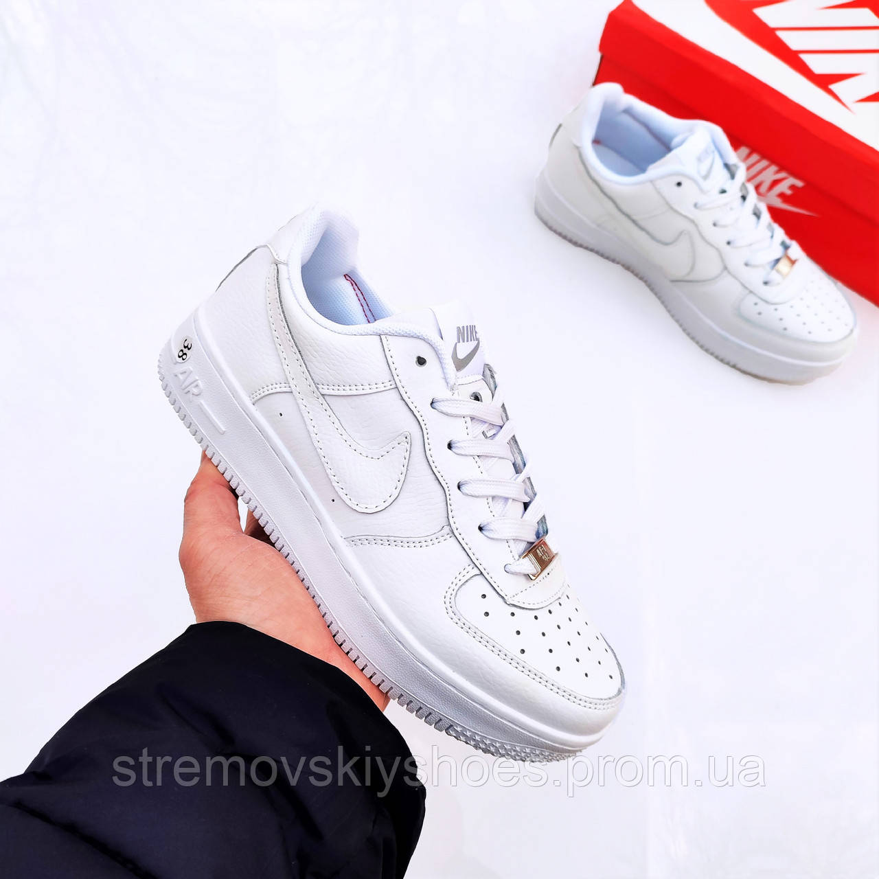 Чоловічі кросівки Nike Air Force 1 білі StremovskiyShoes - фото 2 - id-p1661630068