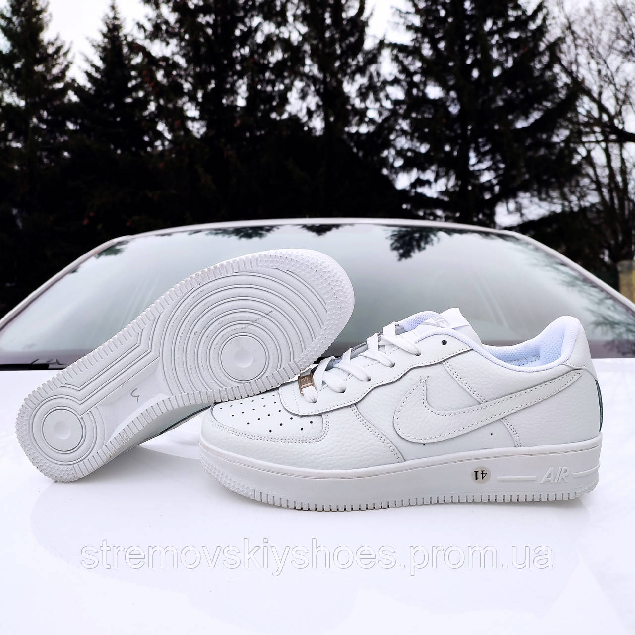 Чоловічі кросівки Nike Air Force 1 білі StremovskiyShoes - фото 3 - id-p1661630068