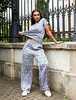 Комфортный женский костюм Блуза+Брюки, ткань "Шелк Армани" 50, 52, 54, 56, 58, 60, 62 размер 50