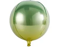Фольгированный шар Сфера 18`, цвет - зелено-желтое омбре