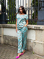 Комфортный женский костюм Блуза+Брюки, ткань "Шелк Армани" 50, 52, 54, 56, 58, 62 размер 50