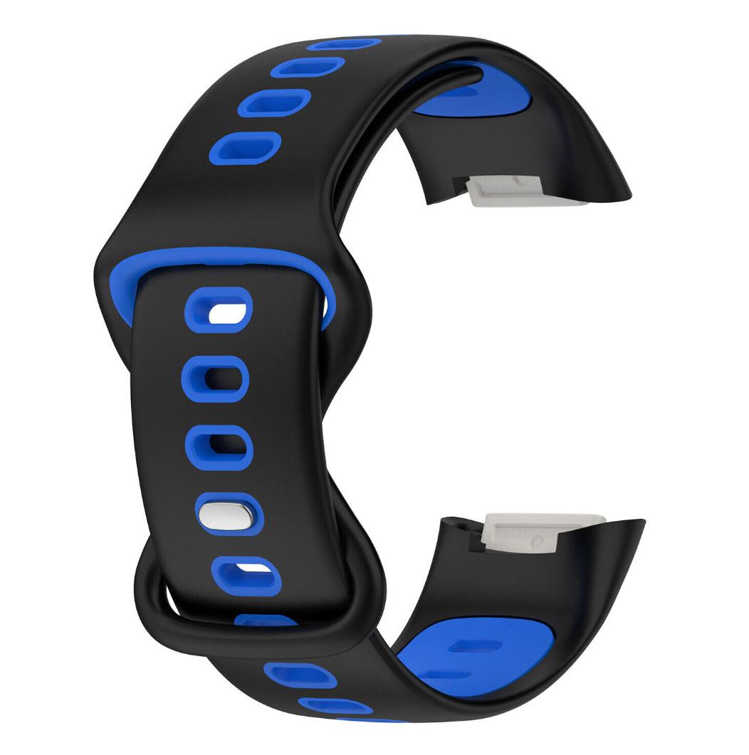 Силіконовий ремінець Primolux Sport для фітнес браслета Fitbit Charge 5 / Charge 6 - Black&Blue / розмір М, фото 1