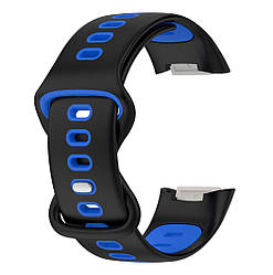 Силіконовий ремінець Primolux Sport для фітнес браслета Fitbit Charge 5 - Black&Blue / розмір М