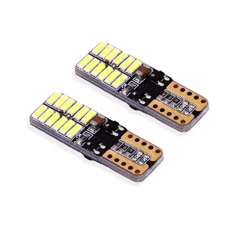 LED лампи T10 W5W для авто, 2 шт, 24 SMD 4014, Canbus обманка, 12В, 6000К, білий