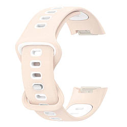 Силіконовий ремінець Primolux Sport для фітнес браслета Fitbit Charge 5 - Pink&White / розмір М
