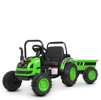 Дитячий електромобіль-трактор з причепом Bambi M 4419EBLR (2 мотора за 35W, USB, Пульт управління)
