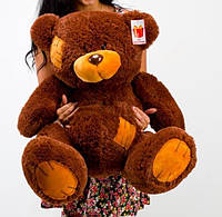 Плюшевий м'який ведмедик 80 см шоколадний, Брендові гарні пухнасті ведмеді іграшки для дівчат у подарунок