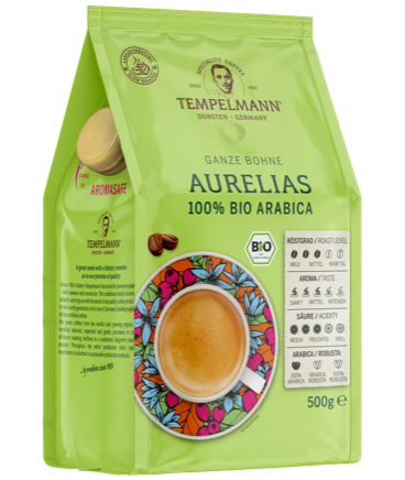 Кава в зернах Tempelmann Aurelias 100% bio arabica 500 г