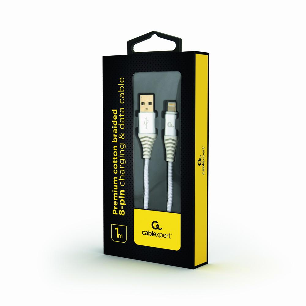Кабель USB 2.0 тип АM - Lightning 1 м Cablexpert (CC-USB2B-AMLM-1M-BW), фото 1