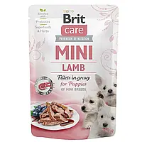 Влажный корм для щенков малых пород Brit Care Mini pouch ягненок в соусе 85гр*24шт