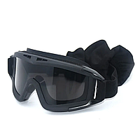 Тактичні окуляри-маска з 3 змінними лінзами та чохлом/Захисні окуляри з полікарбонату, колір чорний