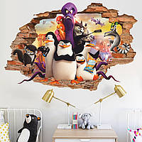 Интерьерная наклейка на стену Пингвины Мадагаскара Oracal размер 96х64см