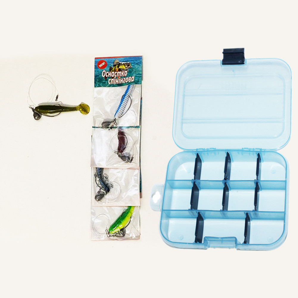 Оснащений силікон. Оснастка на хіщника в зборі + коробка Basic Lures 5 шт., фото 1