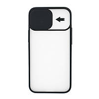 Силиконовый чехол для iPhone 12 со шторкой защищающей камеру UFT Black