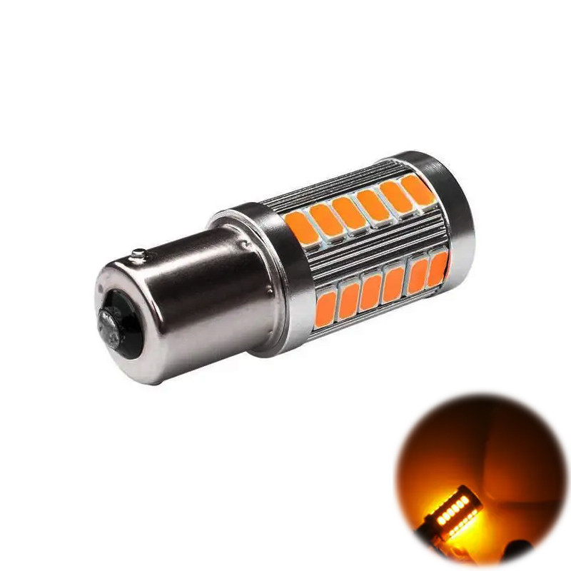 LED 1156 BA15S P21W лампа в автомобіль, 33 SMD 5630, жовтий, фото 1