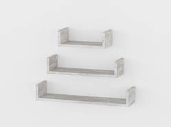 Полиця навісна на стіну MebelProff Ялинка 3, книжкова полиця, декоративна полку в кімнату, будинок. Бетон