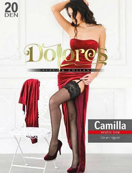 Панчохи 20 ден без силікону під пояс Dolores Camilla 20 чорного кольору 1/2 3/4