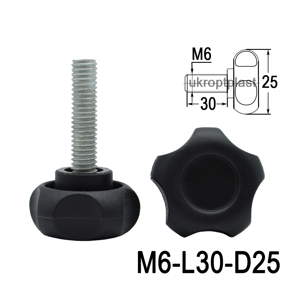 Ручка затискна з болтом (гвинтом) різьбою M6х30 D25