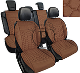 Преміум накидки на сидіння RINNEKO Темно-бежева Алькантара Дизайн Соти 5 шт