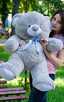 Мягкий плюшевый мишка 100 см серого цвета, Метровый медведь для девушек - красивая мягкая игрушка в подарок