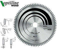 Пильний диск BOSCHPRO Optiline Wood 254 мм 80 зуб. (2608640437)