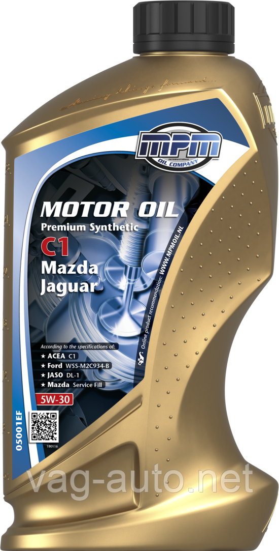 Моторна олива MPM Premium SyntheticC1 Mazda/Jaguar / 5W30 / 1л. / (ACEA C1, JASO DL-1)