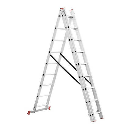 Драбина з алюмінію, 3-секційна, розкладна, 3*9 сход., 5,93 м INTERTOOL LT-0309, фото 1