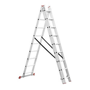 Драбина з алюмінію, 3-секційна, розкладна, 3*9 сход., 5,93 м INTERTOOL LT-0309