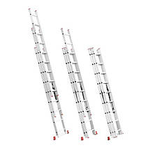 Драбина з алюмінію, 3-секційна, розкладна, 3*9 сход., 5,93 м INTERTOOL LT-0309, фото 3