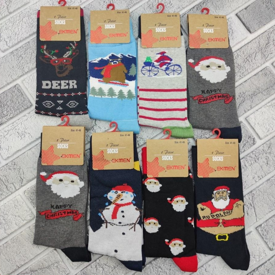 Шкарпетки чоловічі високі весна/осінь р.41-46 новорічні асорті "EKMEN" бавовна 30033192, фото 1