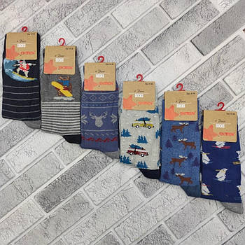 Шкарпетки чоловічі високі весна/осінь р.41-46 новорічні асорті "EKMEN" бавовна 30033193