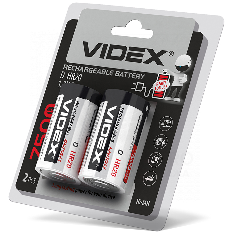 Акумулятори VIDEX HR20/D 7500mAh Ni-MH (2шт)
