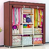 Тканинний складаний шафа для одягу і взуття 175х130х45 см Storage Wardrobe 88130 AN, фото 5