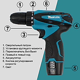 Шуруповерт Makita DF330DWE (12V 2A/h Li-Ion) в кейсі Акумуляторний шуруповерт-дриль Макіта, фото 9