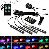 Універсальна автомобільна RGB led підсвічування з мікрофоном HR-01678 - Кольорове підсвічування для авто вологозахисна, фото 5