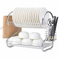 Стойка для сушки посуды Kitchen storage rack, нержавеющая сталь, карман для ложек и вилок